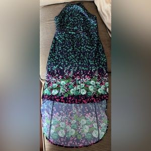 Samuel Dong green flowered zipper dress extra small